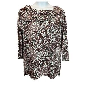 Zenergy by Chico's Tunic Sweater  Women's Size US L  Knit Top  Burgundy Print